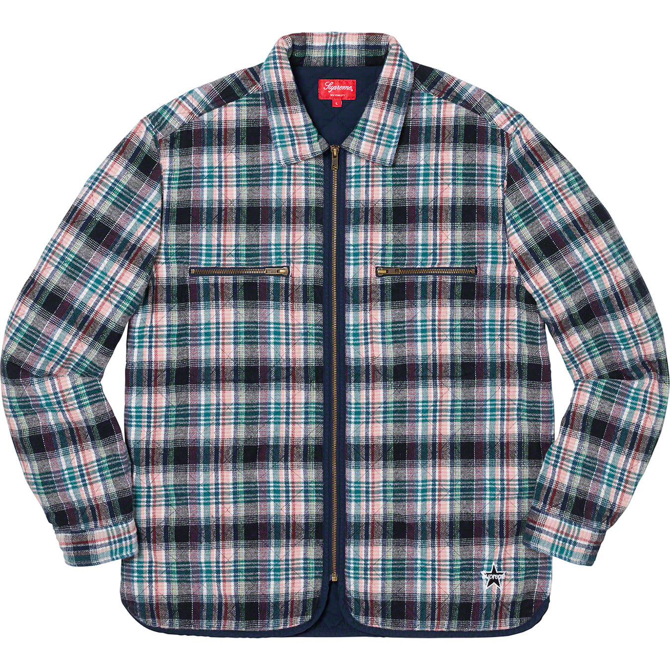Supreme Quilted Plaid Zip Up Shirt