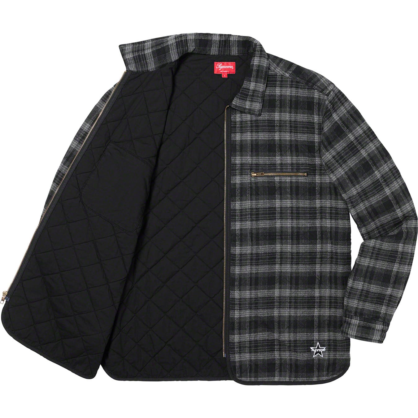 Supreme Quilted Plaid Zip Up Shirt