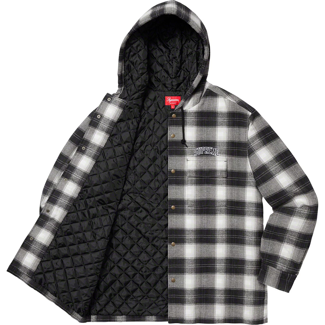 Supreme Quilted Hooded Plaid Shirt