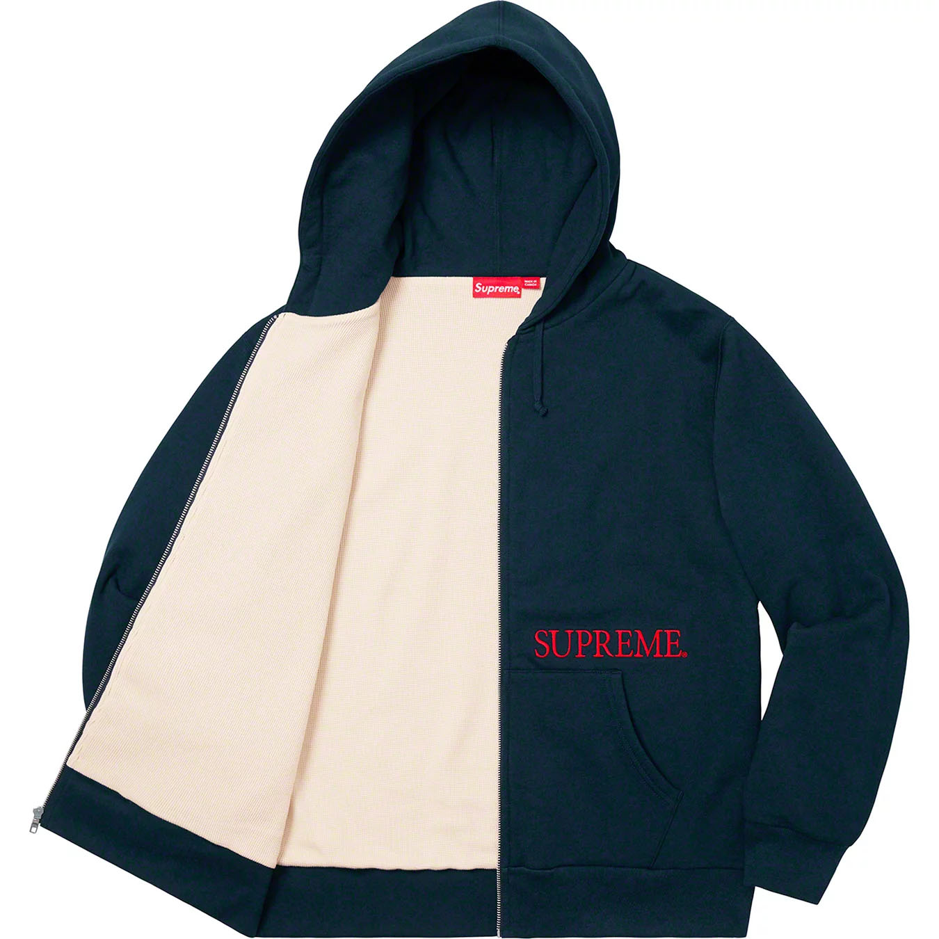 Supreme Thermal Zip Up Hooded Sweatshirt