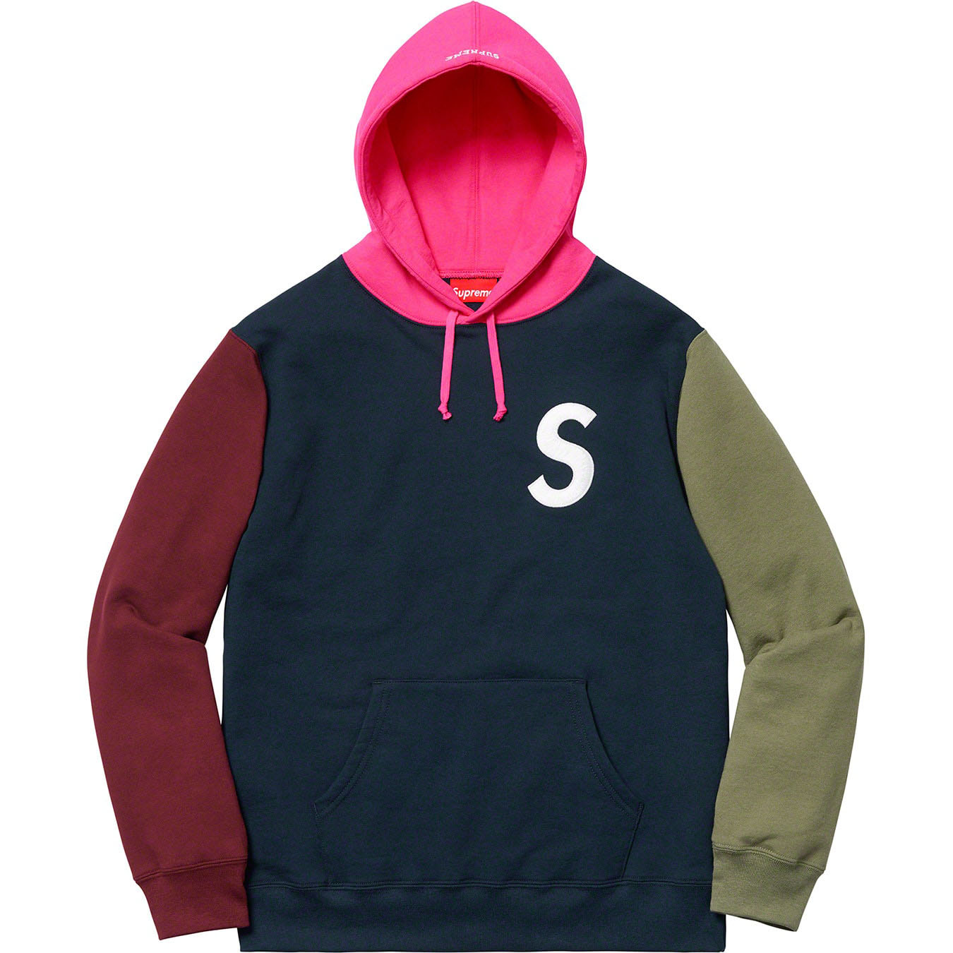 Supreme S Logo Colorblocked Hooded Sweatshirt