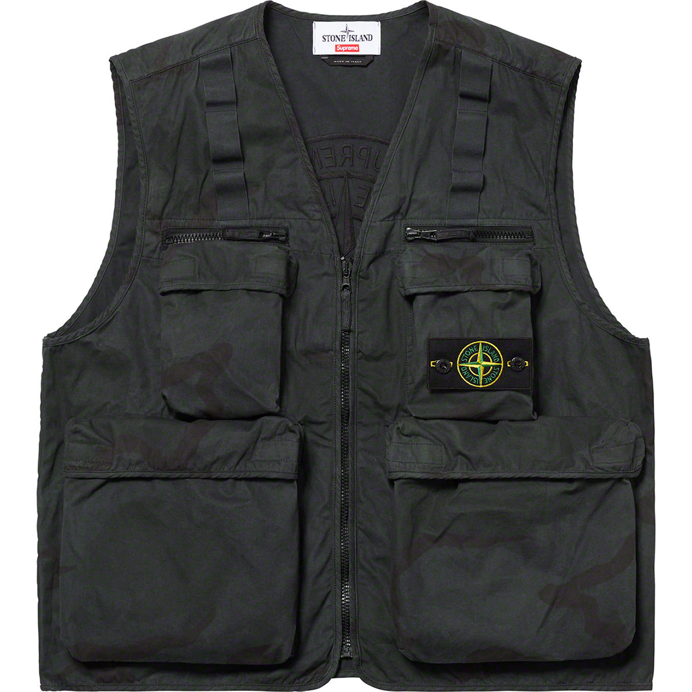 supreme stone island camo cargo vest