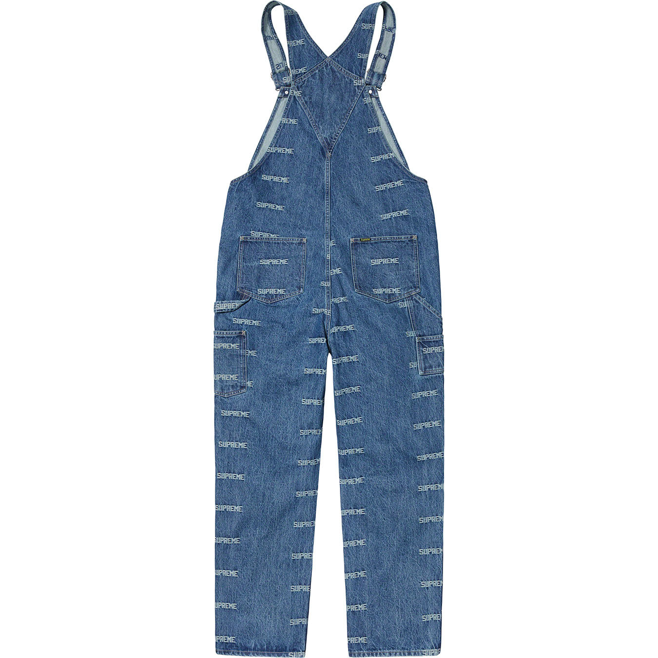 supreme logo denim overalls orange