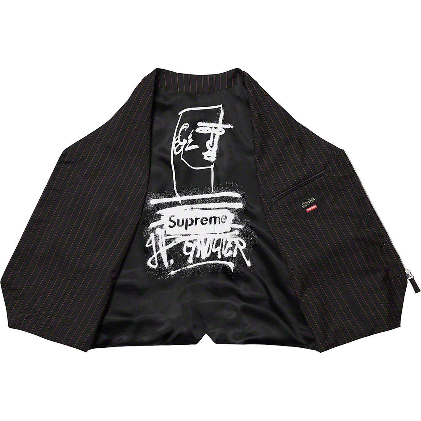 Supreme®/Jean Paul Gaultier® Pinstripe Cargo Suit Vest | Supreme 19ss