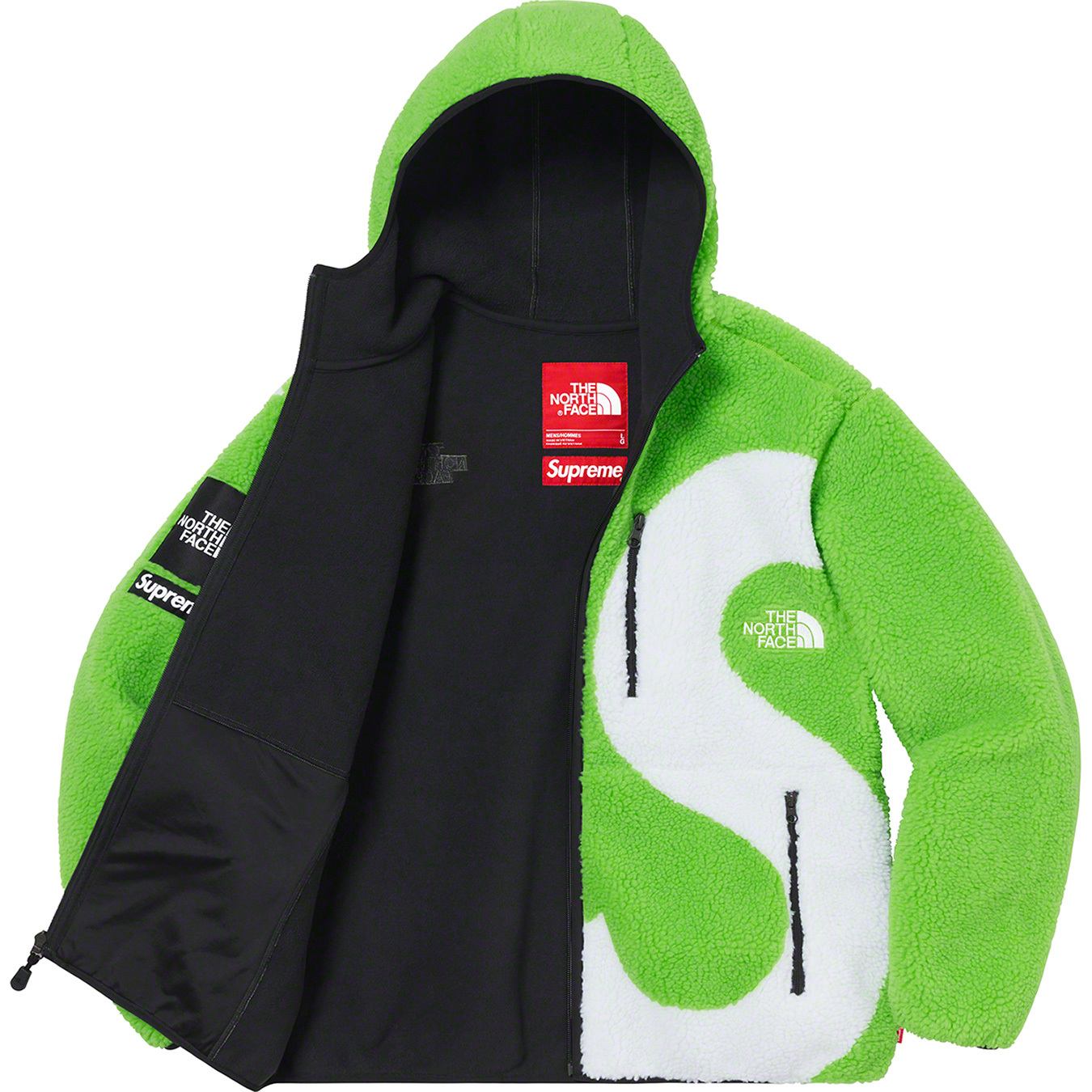 North Face S Logo Hooded Fleece Jacket LLarge