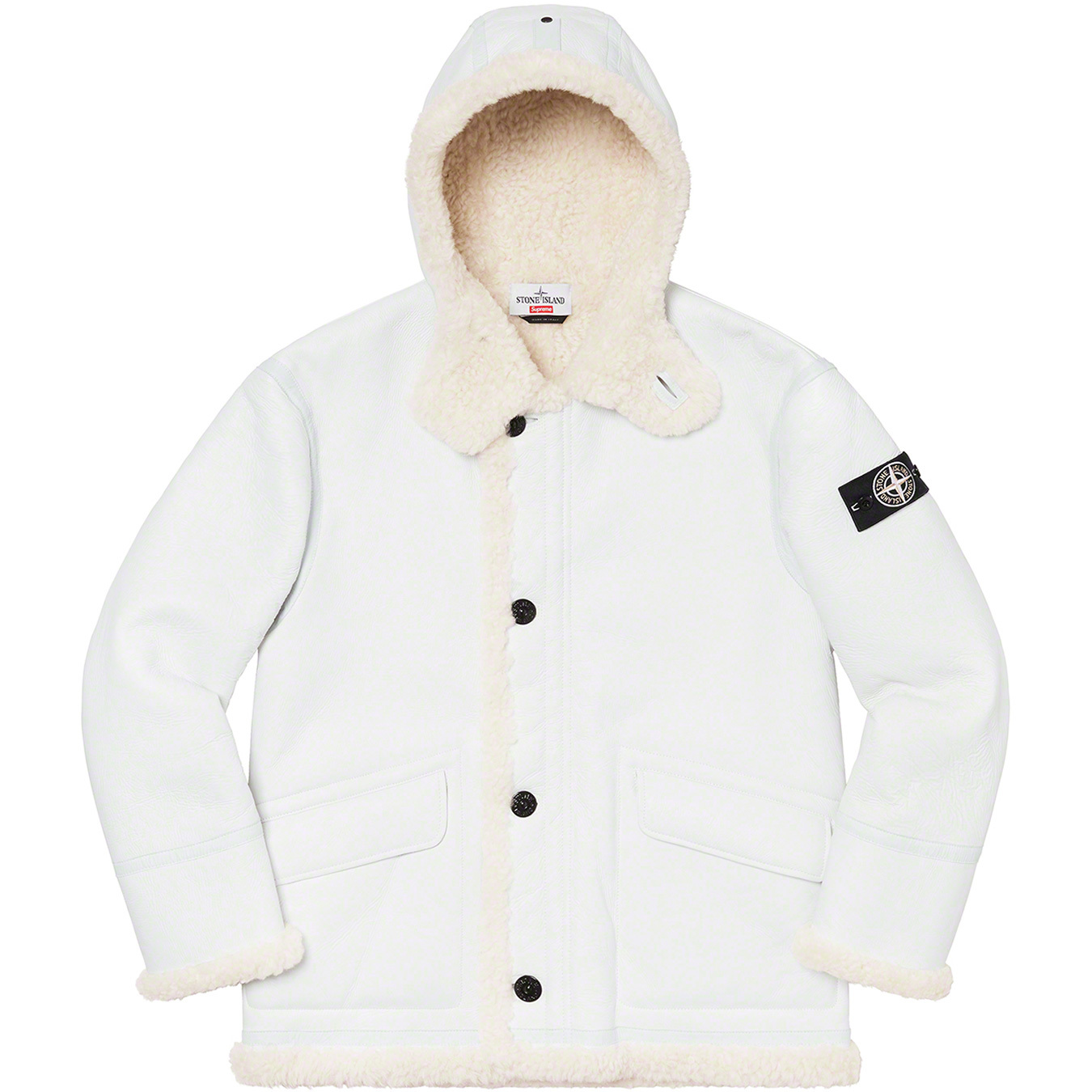 Supreme®/Stone Island® Hand-Painted Hooded Shearling Jacket 
