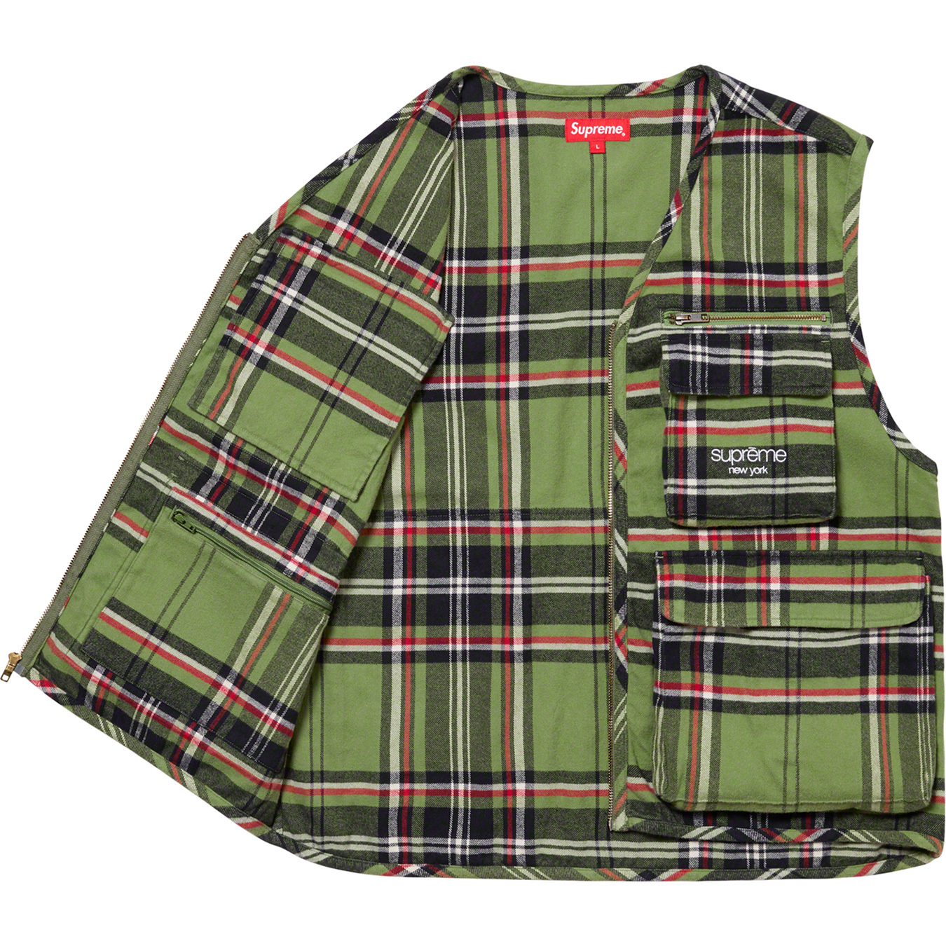 Supreme Tartan Flannel Cargo Vest