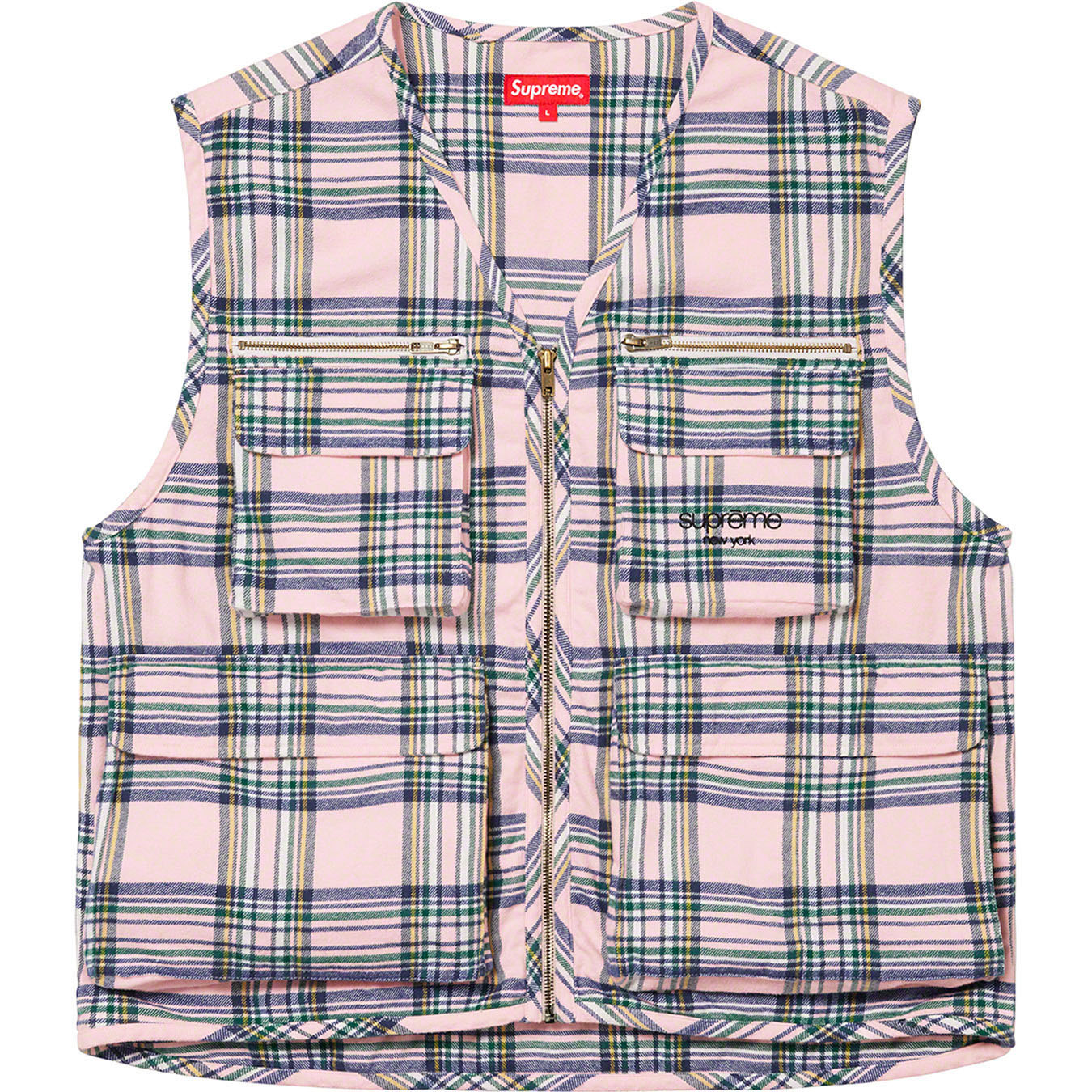 Tartan Flannel Cargo Vest | Supreme 20fw