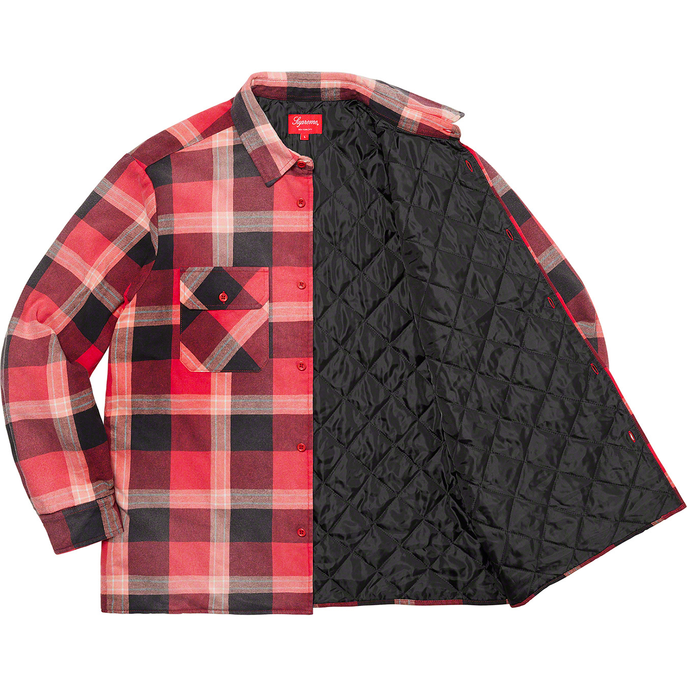 レッド購入Supreme Quilted Flannel Shirts 20FW Mサイズ - シャツ