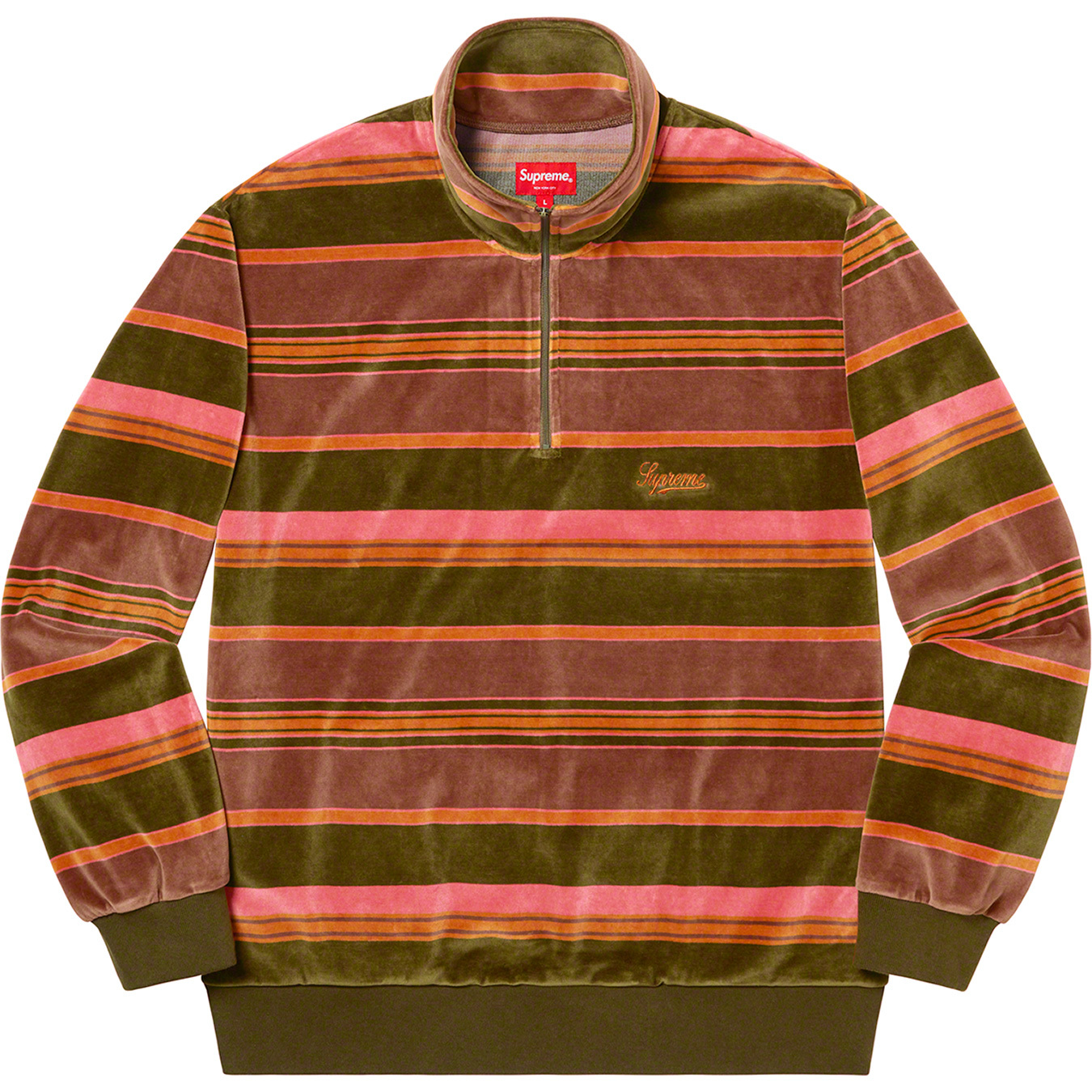 Stripe Velour Half Zip Pullover | Supreme 20fw