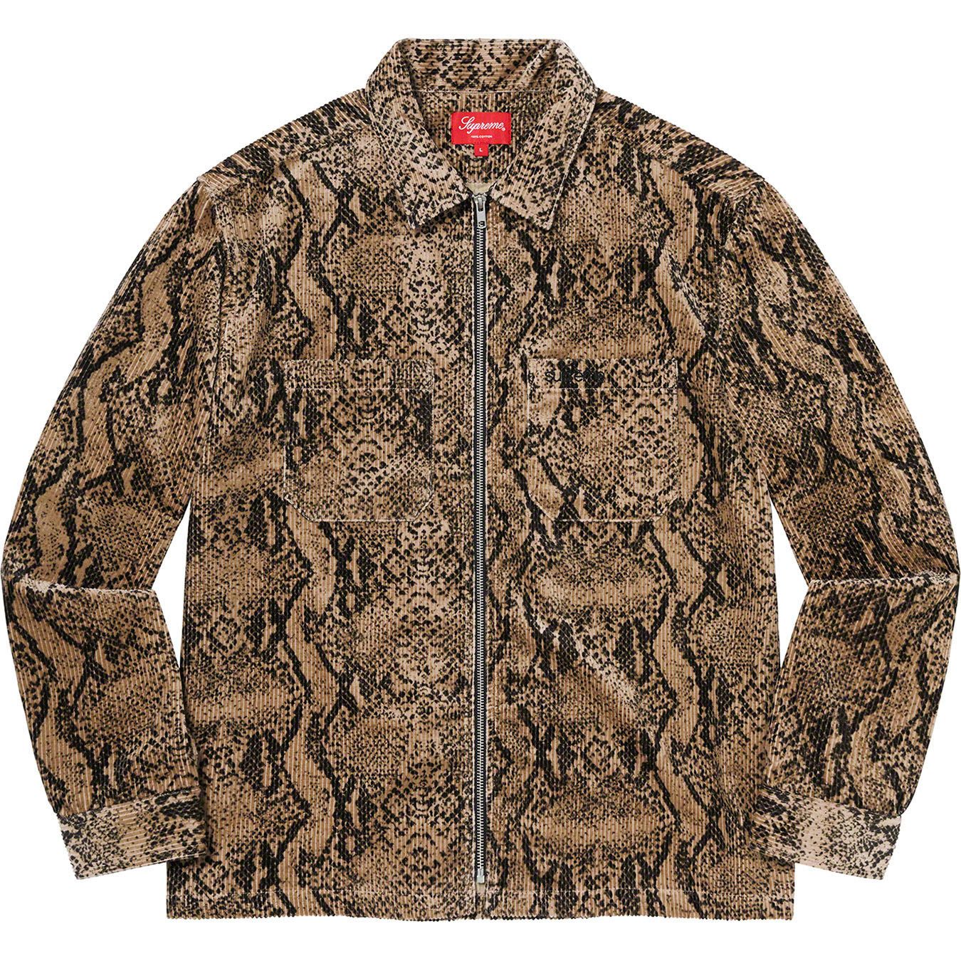 Snakeskin Corduroy Zip Up Shirt | Supreme 20fw