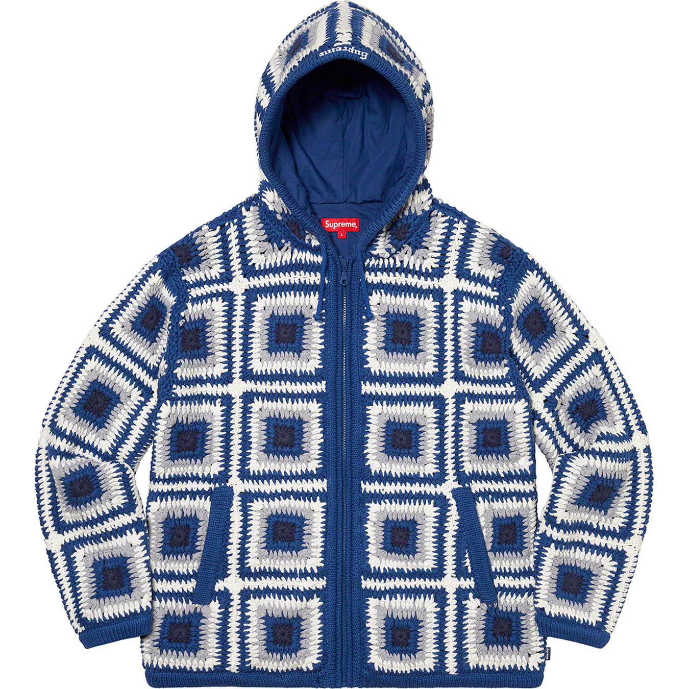Supreme Crochet Hooded Zip Up Sweater