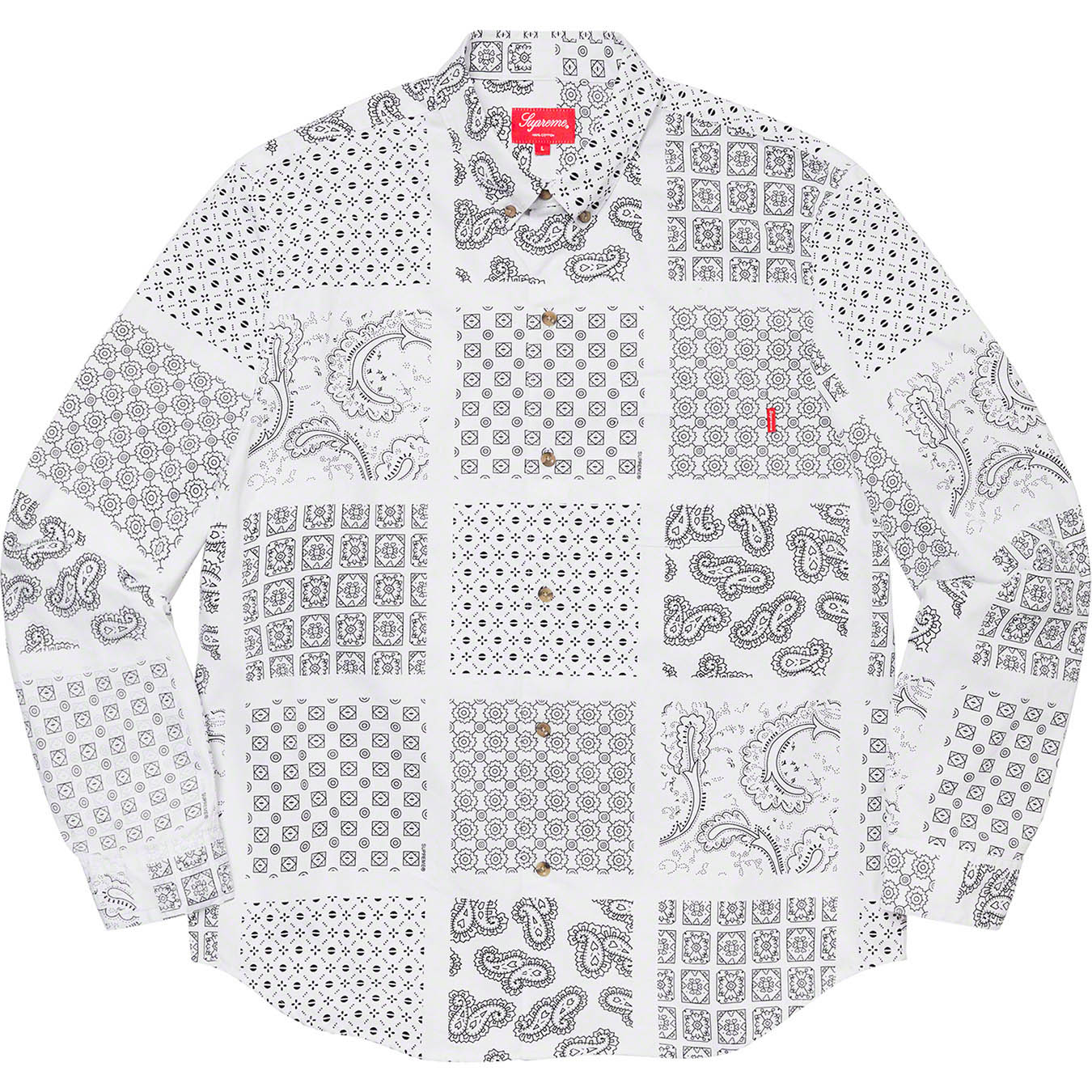 Supreme Paisley Grid Shirt white Sサイズ