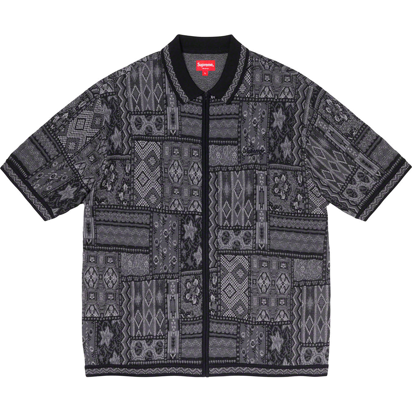 Supreme Patchwork Knit Zip Up Polo