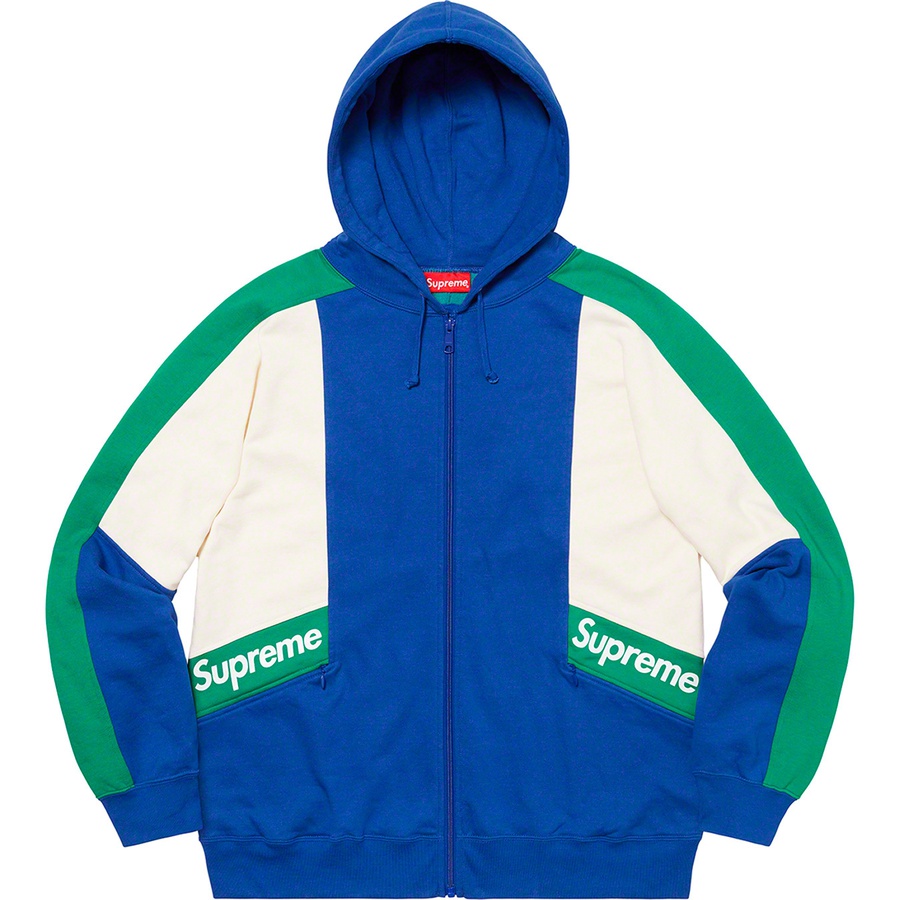 Supreme Color Blocked Zip Up Hooded Sweatshirt