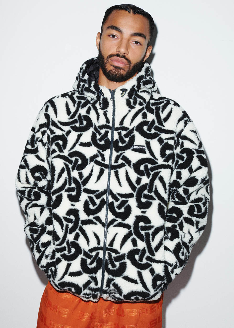 Supreme Reversible Fleece Hooded Jacket着丈＝73cm