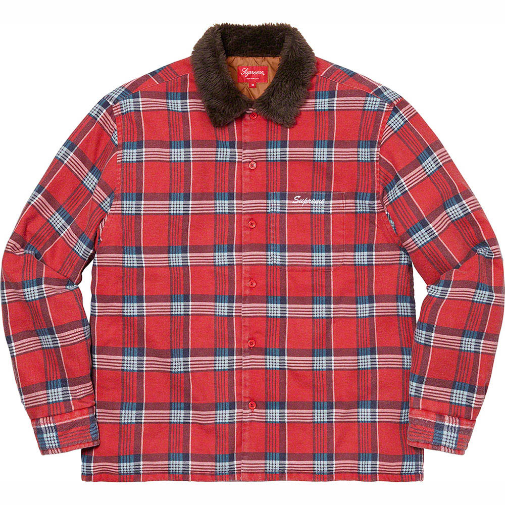 Faux Fur Collar Flannel Shirt | Supreme 21fw