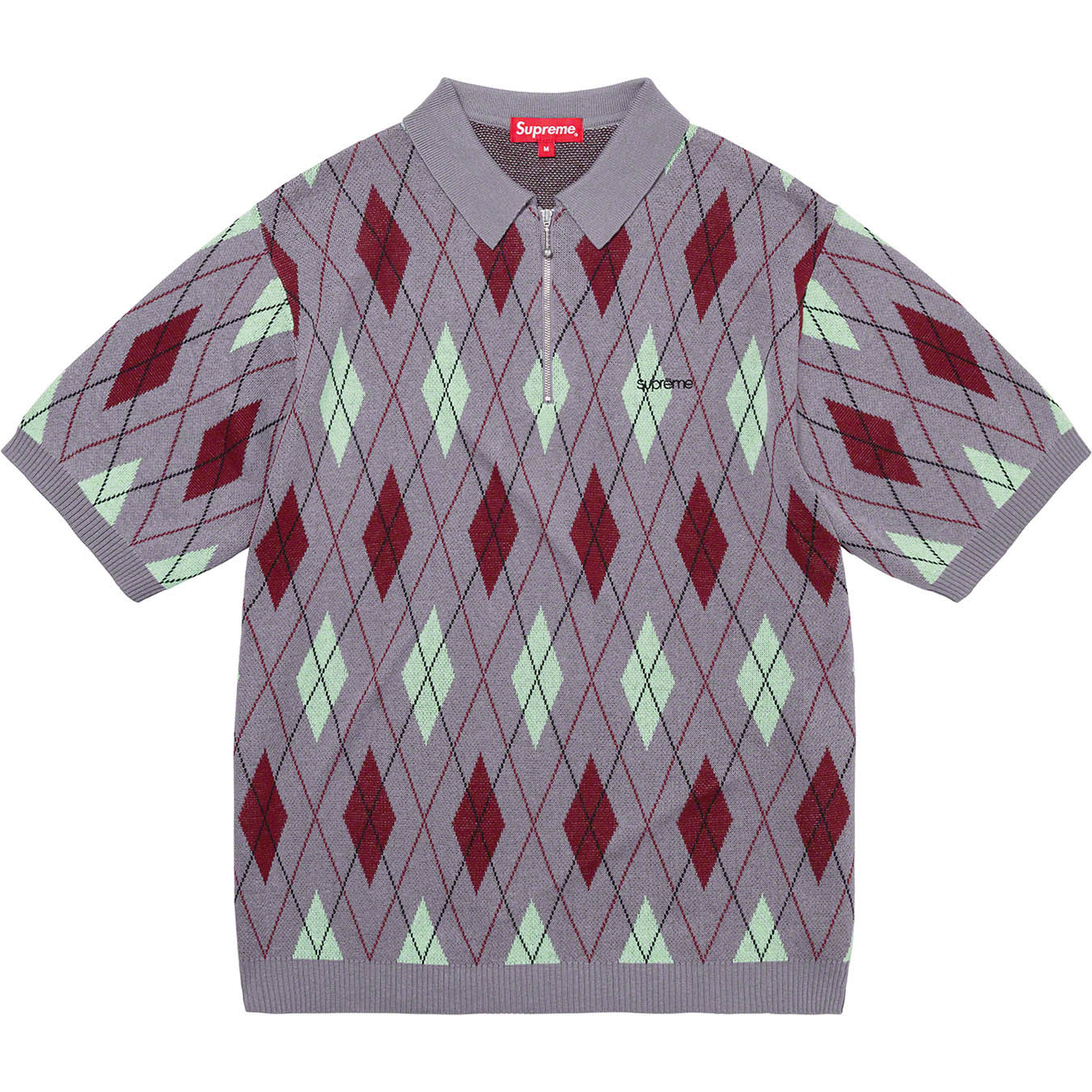 Supreme Argyle Zip Polo Black アーガイルポロ-