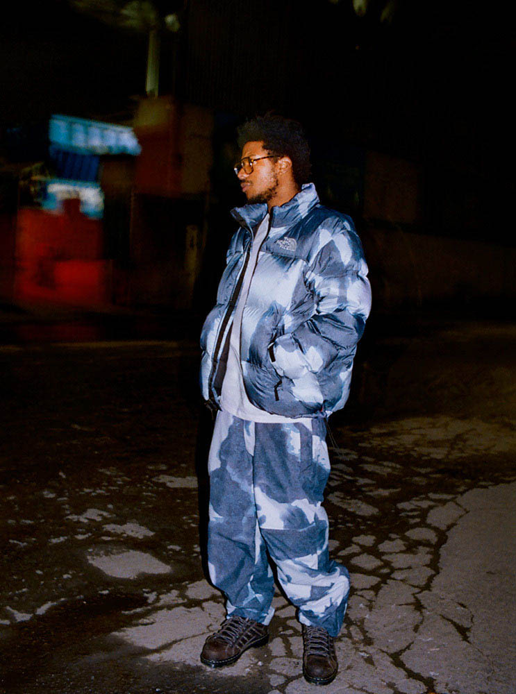 Supreme®/The North Face® Bleached Denim Print Nuptse Jacket