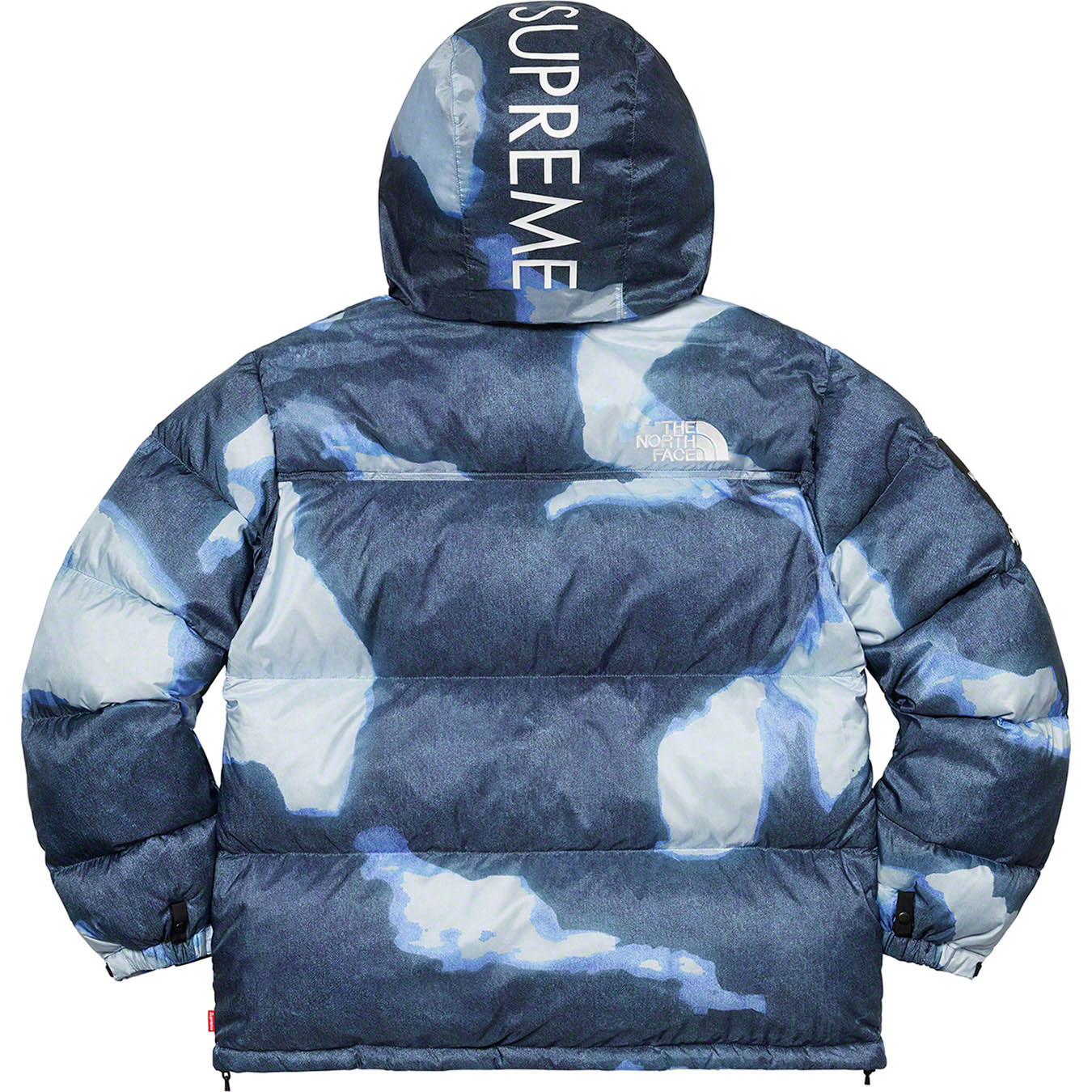 SUPREME シュプリーム ×THE NORTH FACE 21AW Bleached Denim Print Nuptse Jacket ヌプシ ダウンジャケット インディゴ M 正規品 / 31803