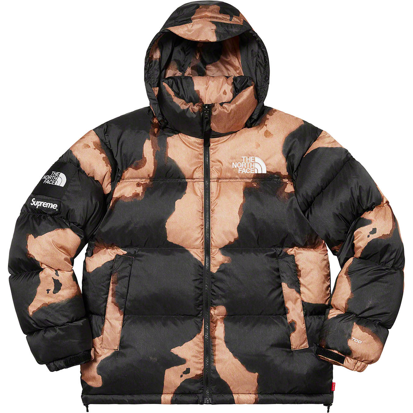 Supreme®/The North Face® Bleached Denim Print Nuptse Jacket | Supreme 21fw