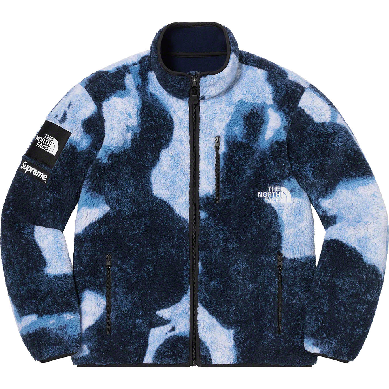 Supreme®/The North Face® Bleached Denim Print Fleece Jacket | Supreme 21fw