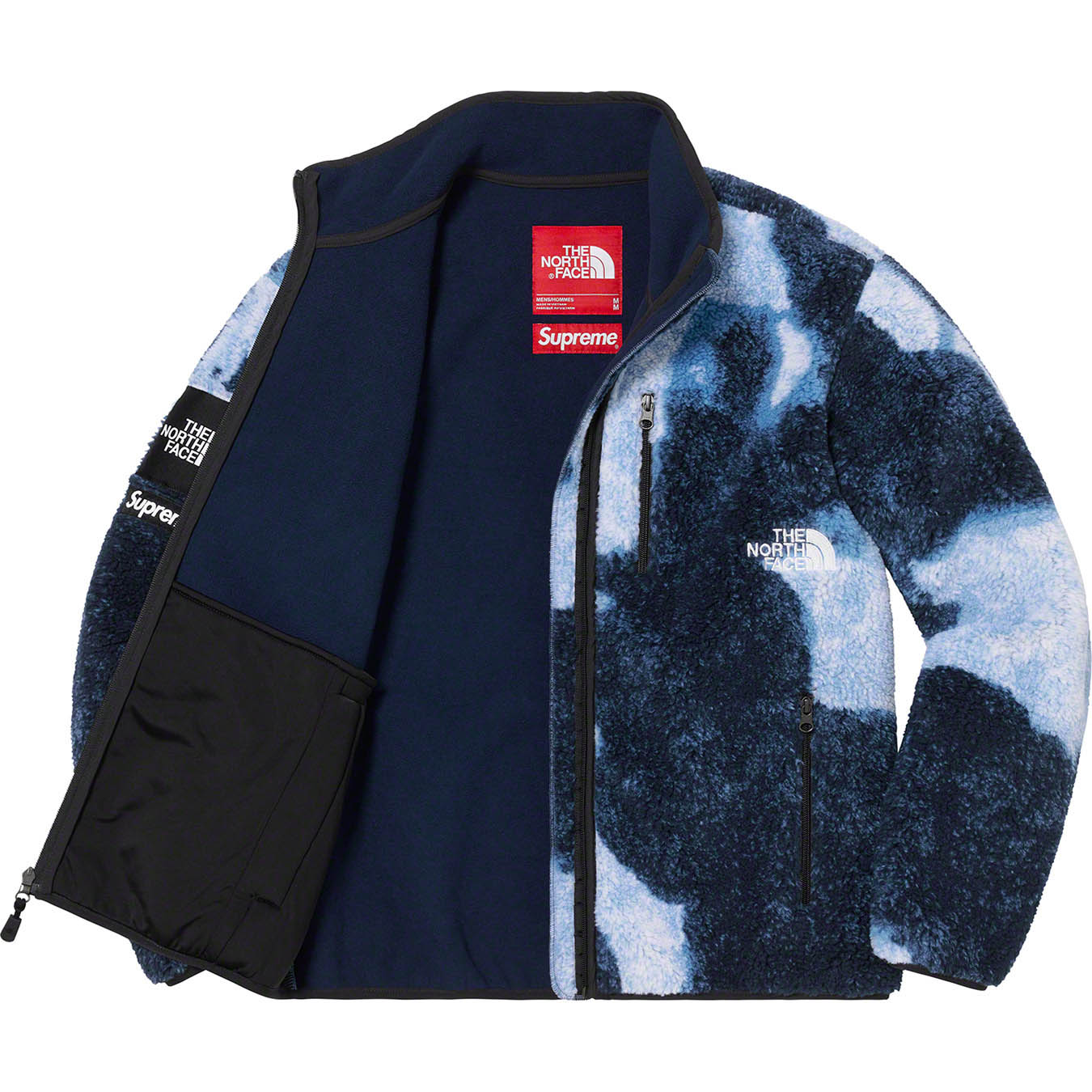 Supreme®/The North Face® Bleached Denim Print Fleece Jacket | Supreme 21fw