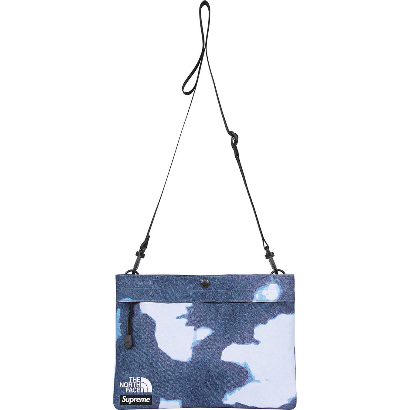 tnf bleached denim print shoulder bag