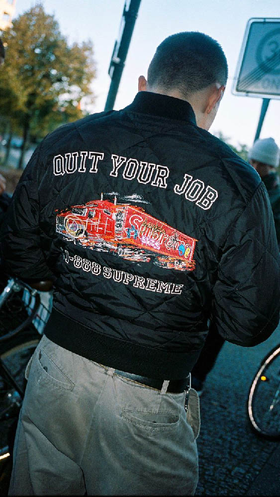 supreme quit your job quilted jacket ナイロンジャケット ジャケット/アウター メンズ 【本物保証】