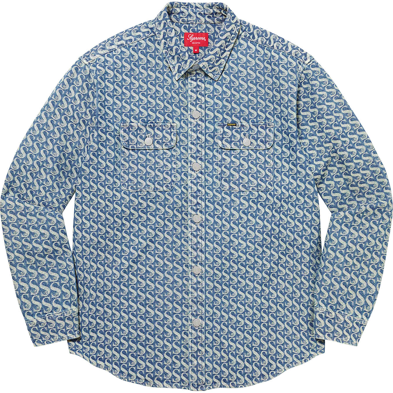 M 黒 Supreme Monogram Denim Shirt Black