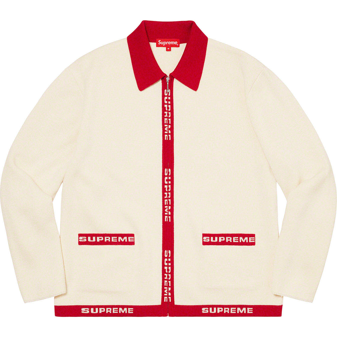 Supreme Logo Trim Zip Up Cardigan