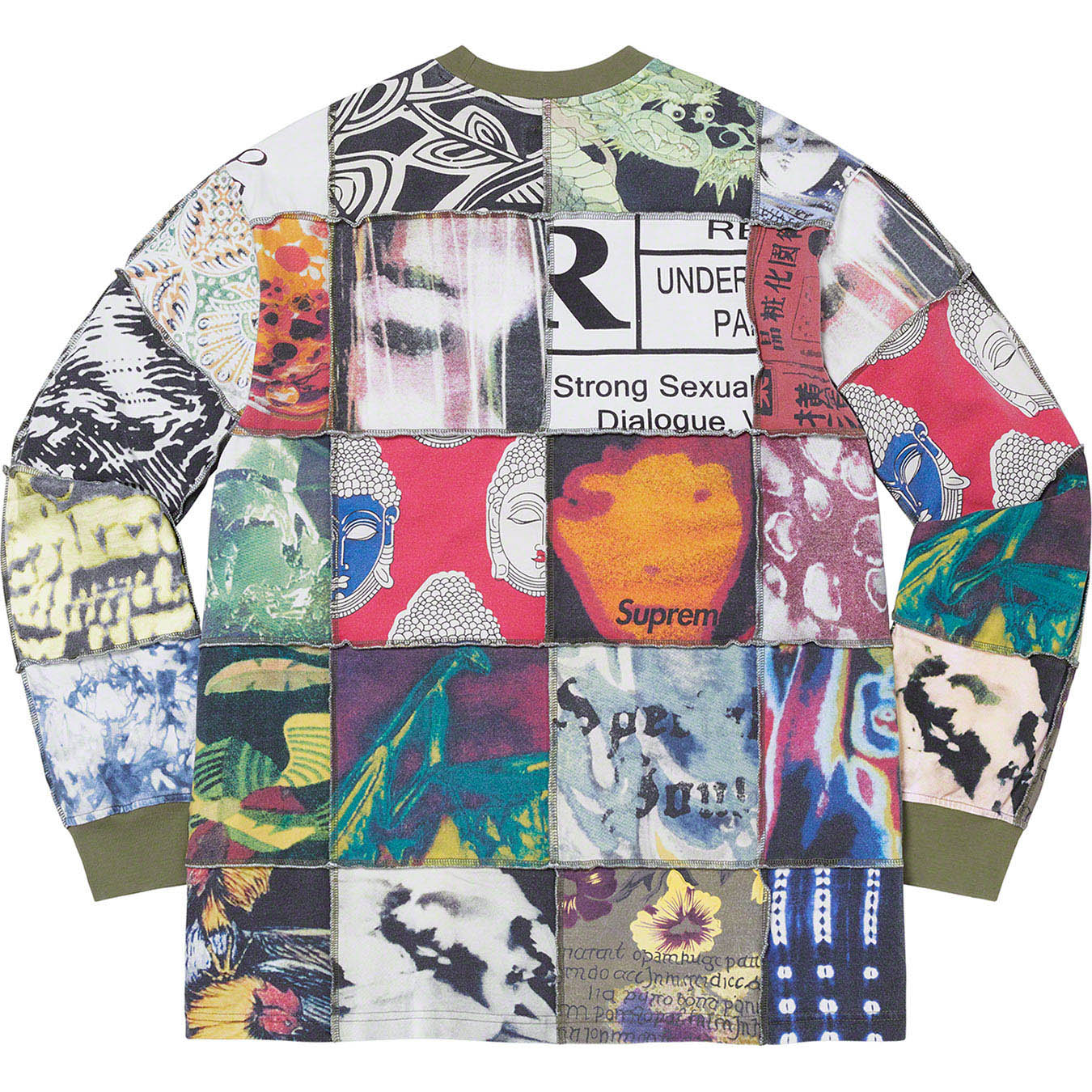 M 黒 SUPREME Mosaic Patchwork L/S Top 新品