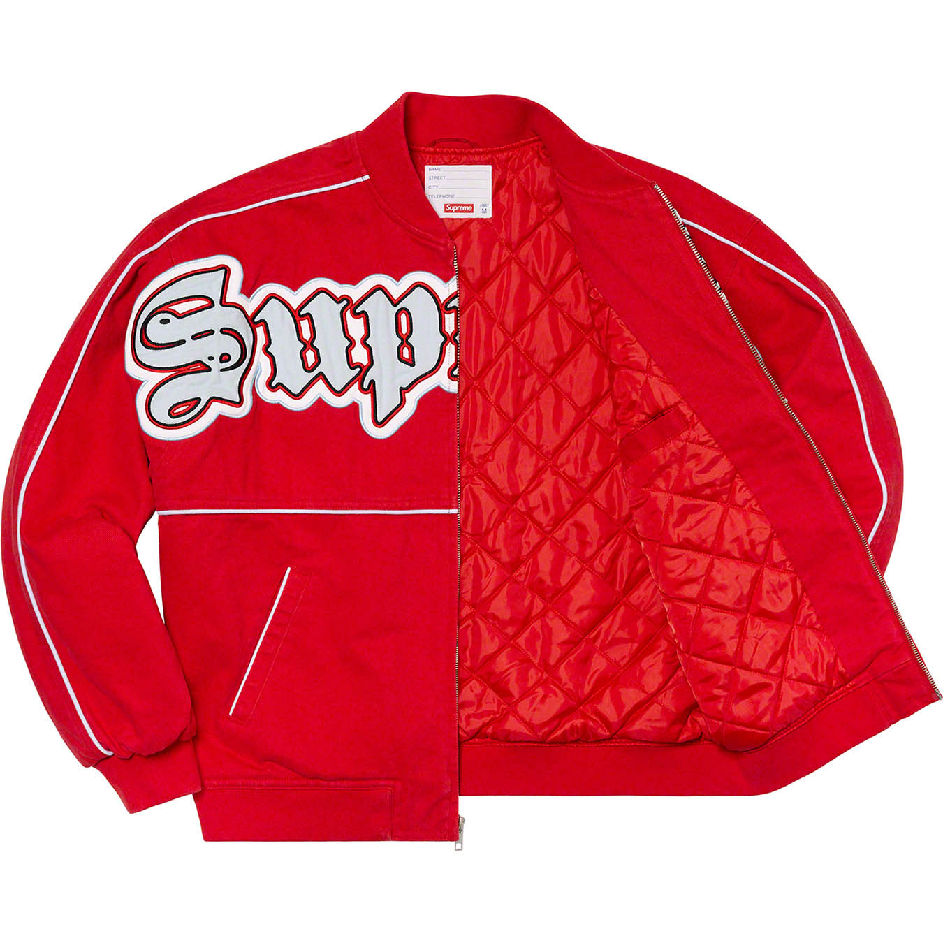 直販在庫シュプリーム Supreme Twill Varsity Jacket ブラック スタジャン