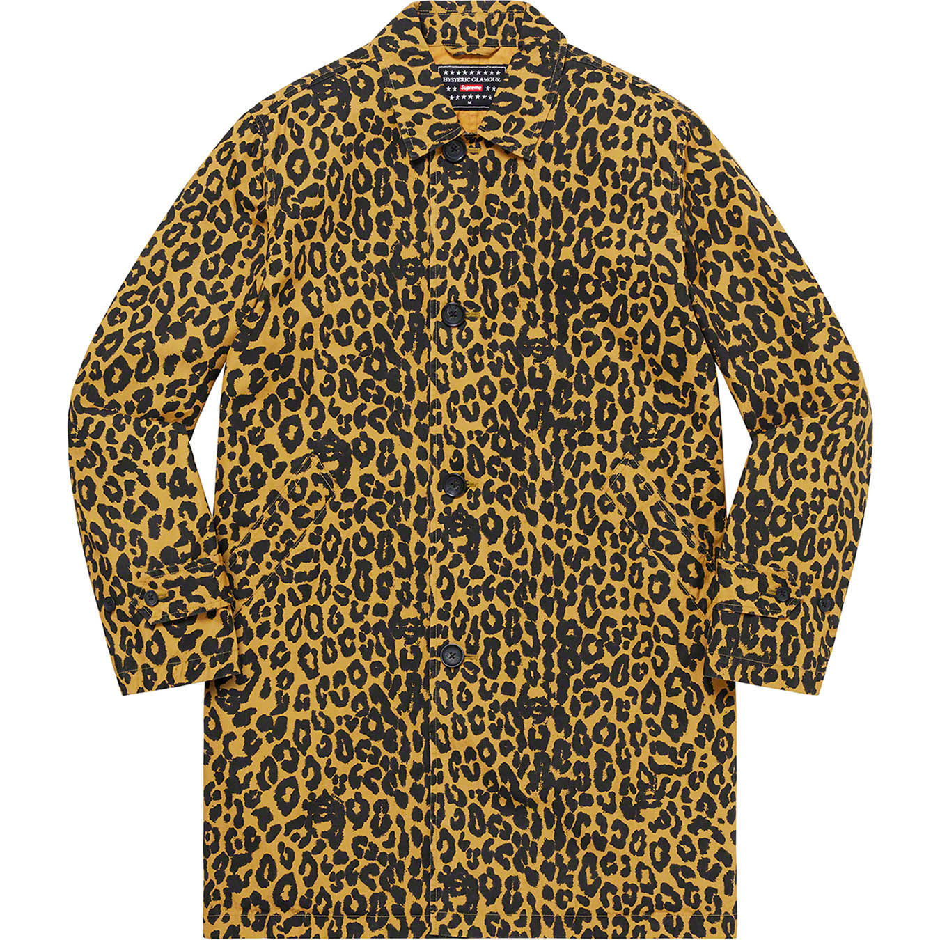 SUPREME シュプリーム 21SS×HYSTERIC GLAMOUR Leopard Trench ヒステリックグラマー レオパード総柄トレンチコート バックプリントロングジャケット ブラウン/イエロー