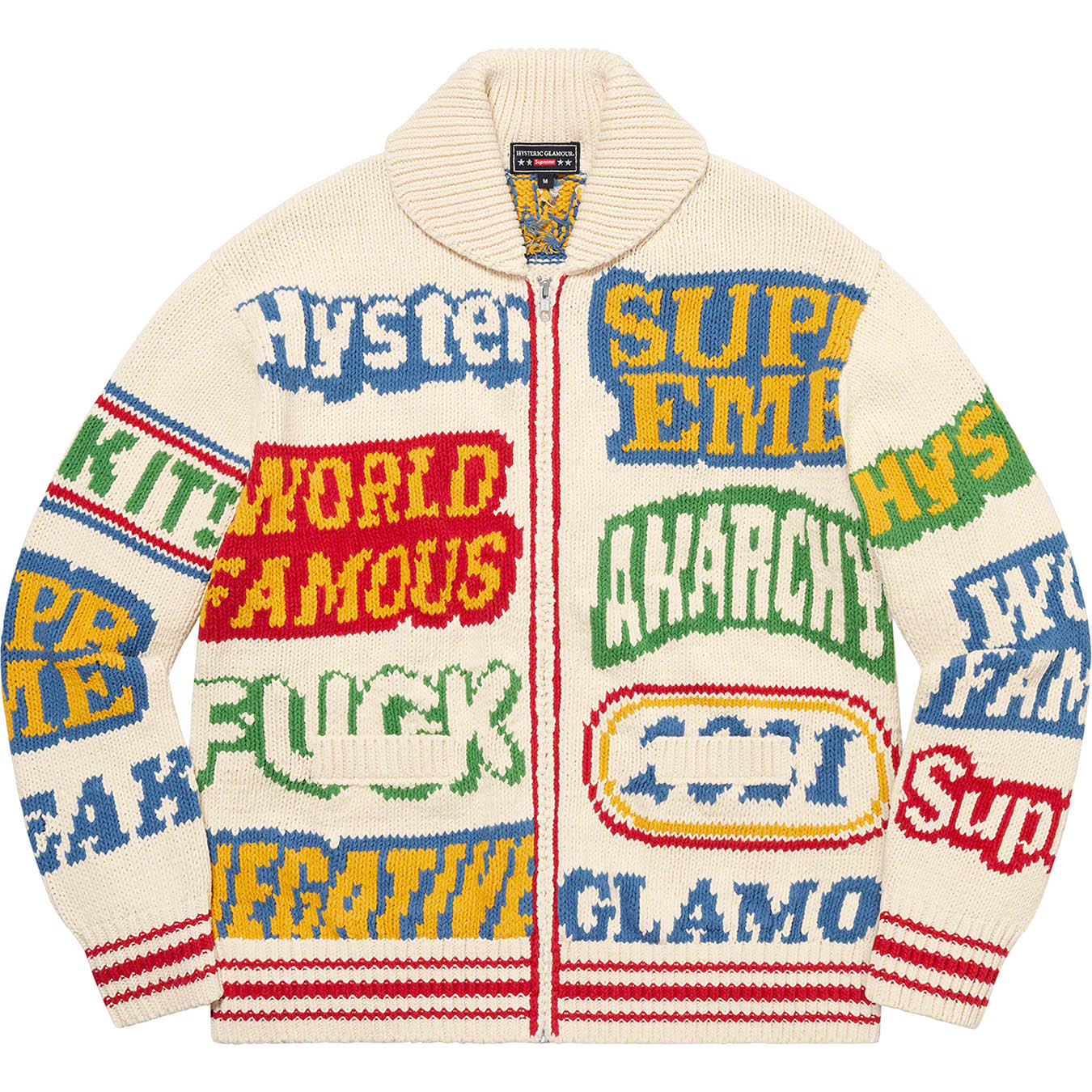 HYSTERIC GLAMOUR Logos Zip Up Sweater