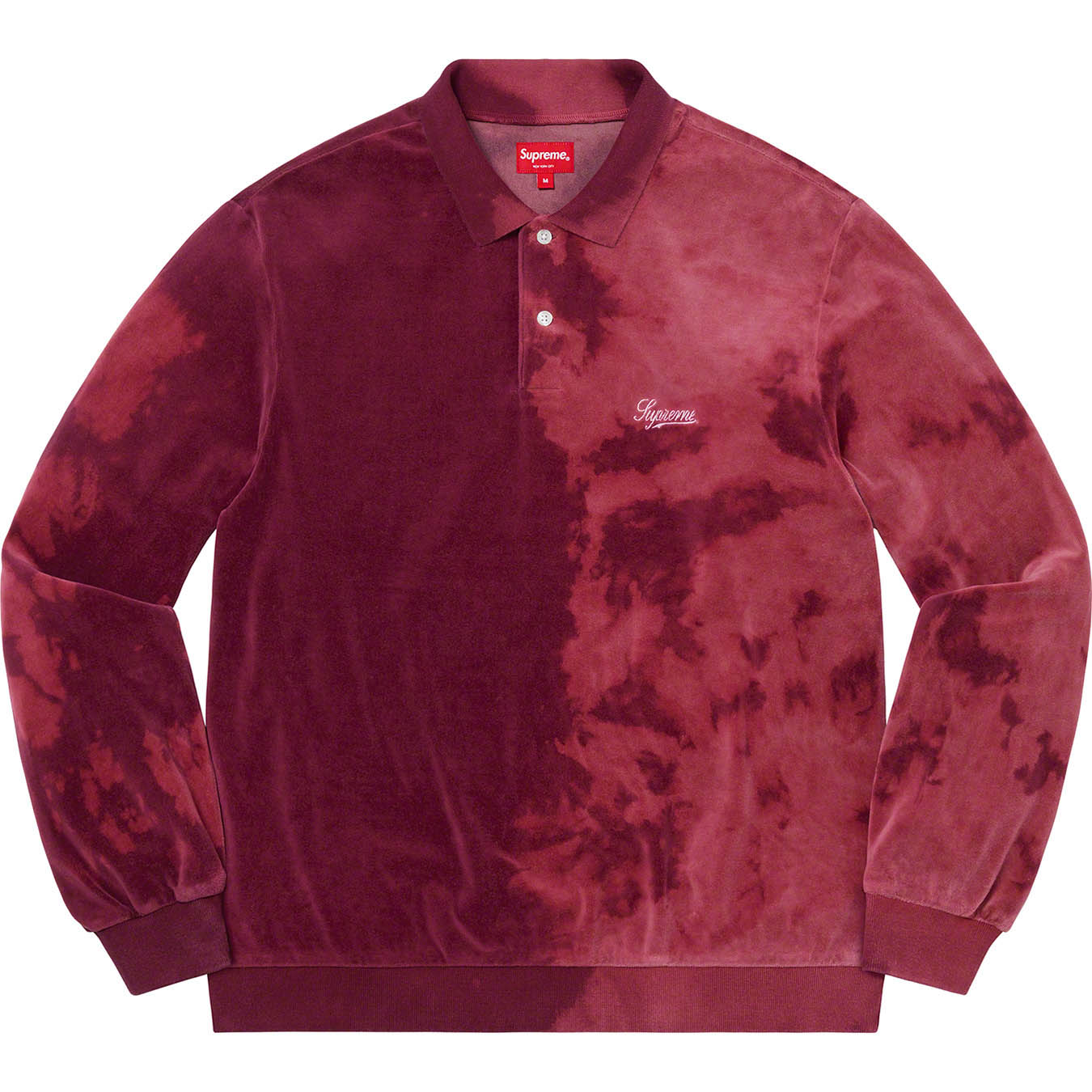 M)Supreme Bleached Velour L/S Poloベロアポロ-