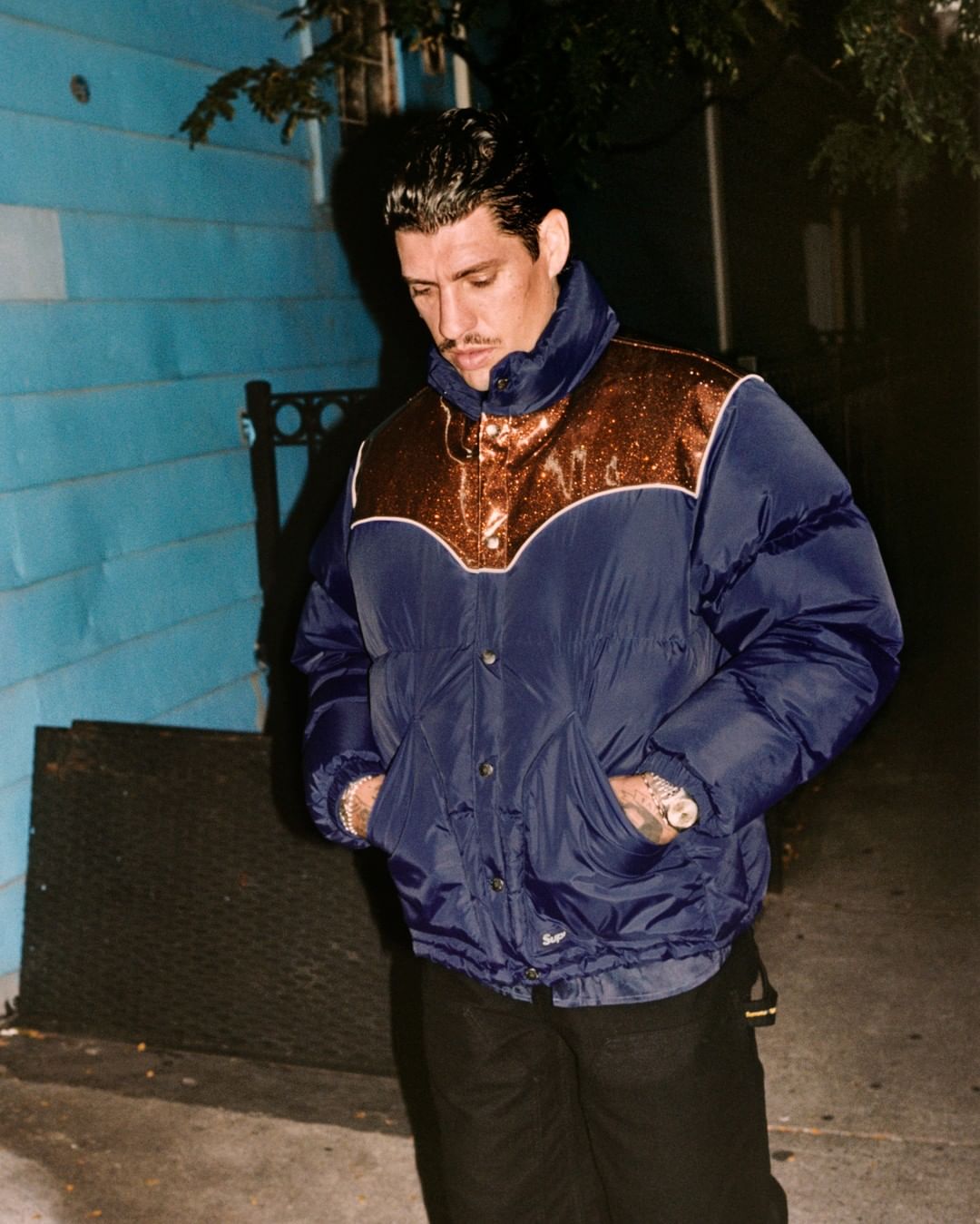 袖丈68cmSupreme Glitter Yoke Down Puffer Jacket - ジャケット・アウター