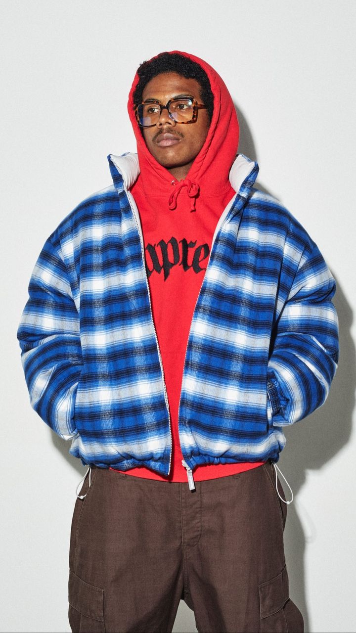 Flannel Reversible Puffer Jacket | Supreme 22fw