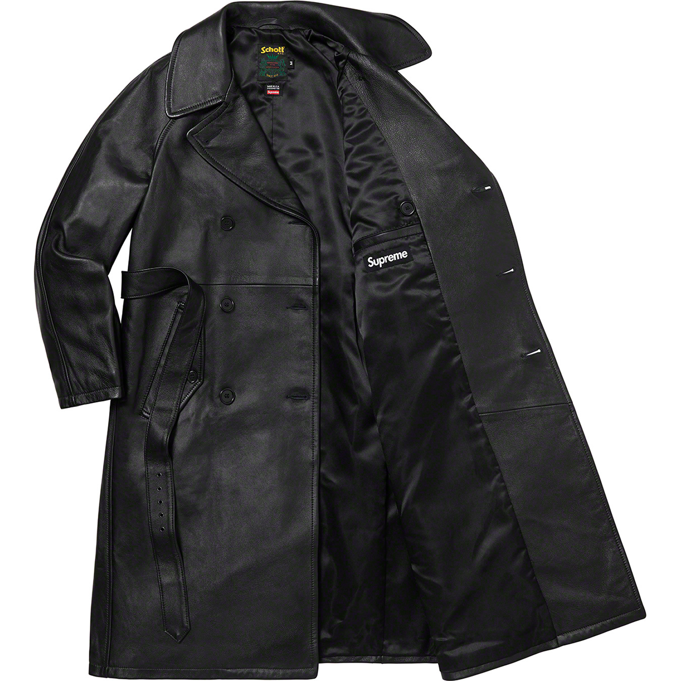 Supreme x Schott Leather Overcoat M レザーショット