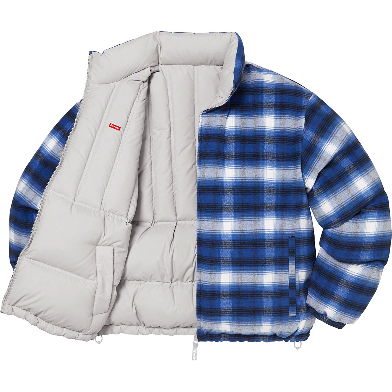 Supreme Flannel Reversible Puffer Jacket Black Men's - FW22 - US