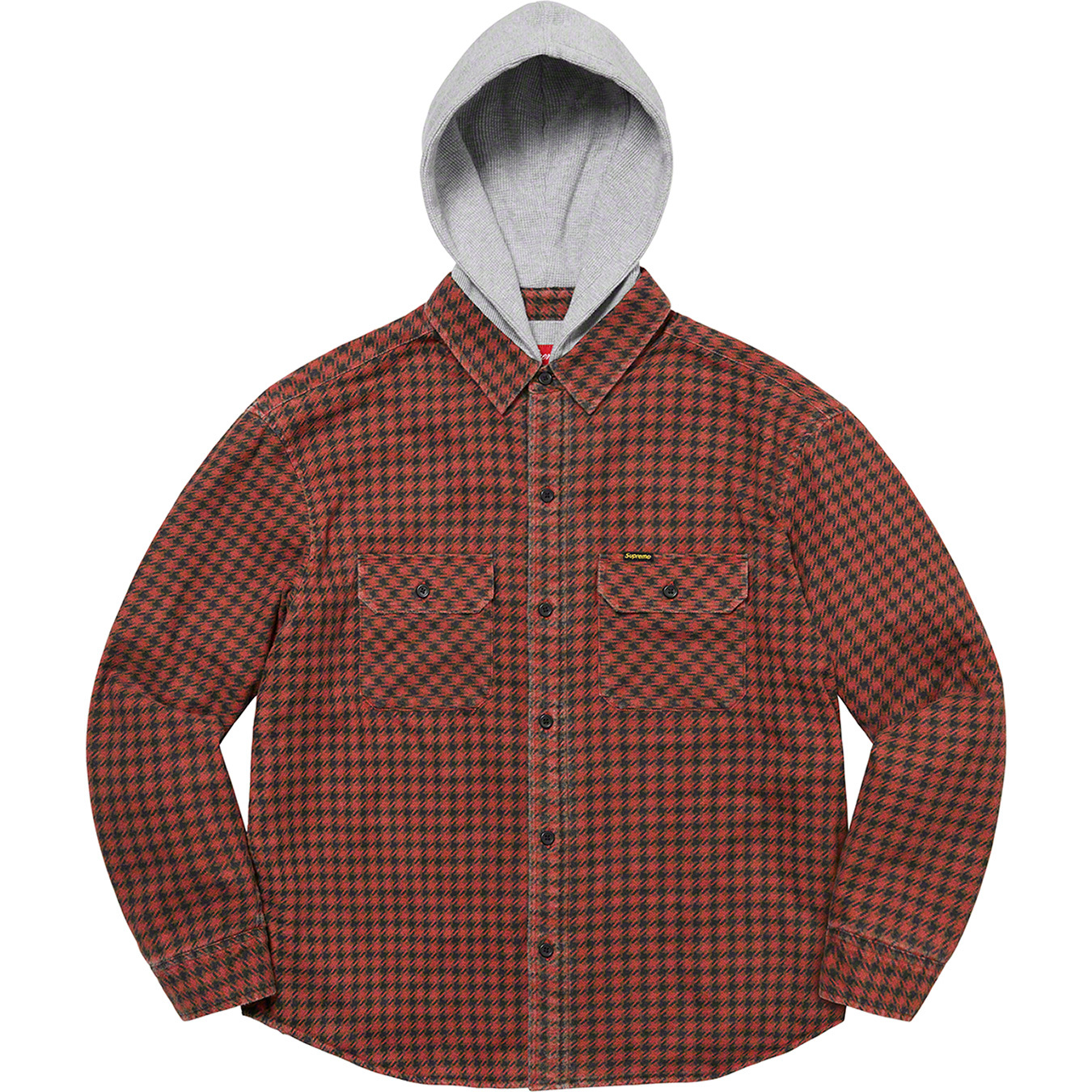 シュプリーム  22AW  Houndstooth Flannel Hooded Shirt フランネルサーマルフード長袖シャツ  メンズ L