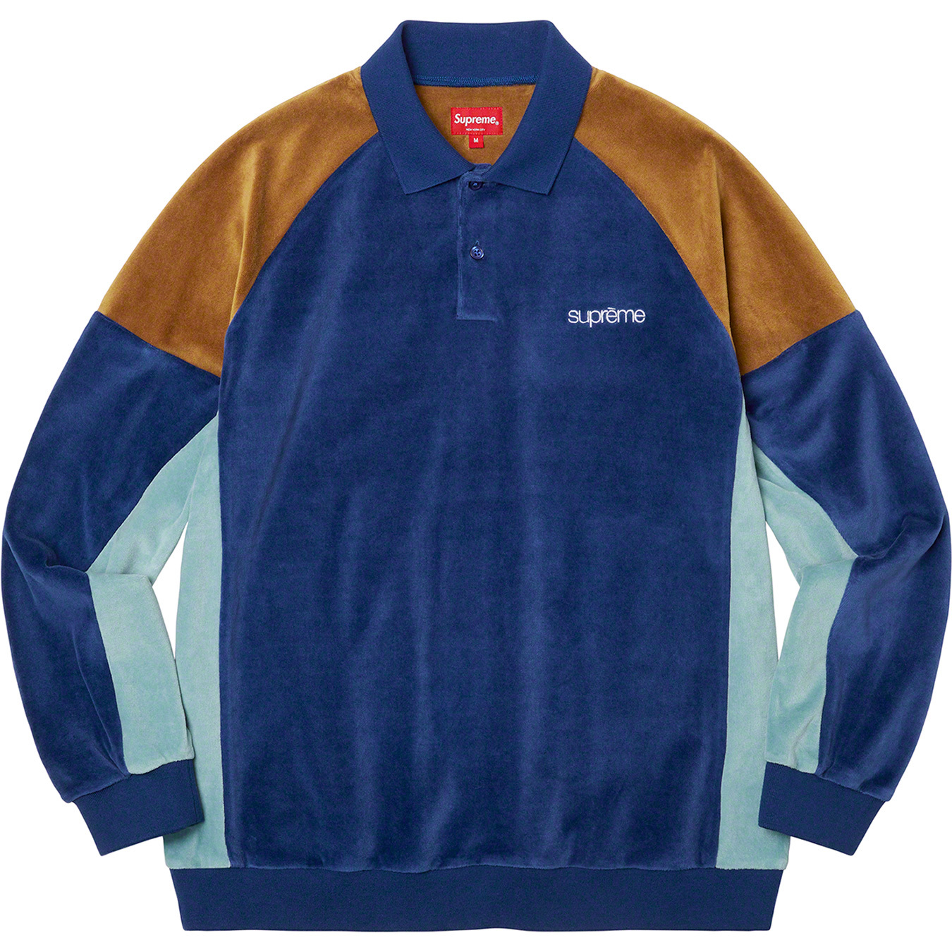 Paneled Velour L/S Polo | Supreme 22fw