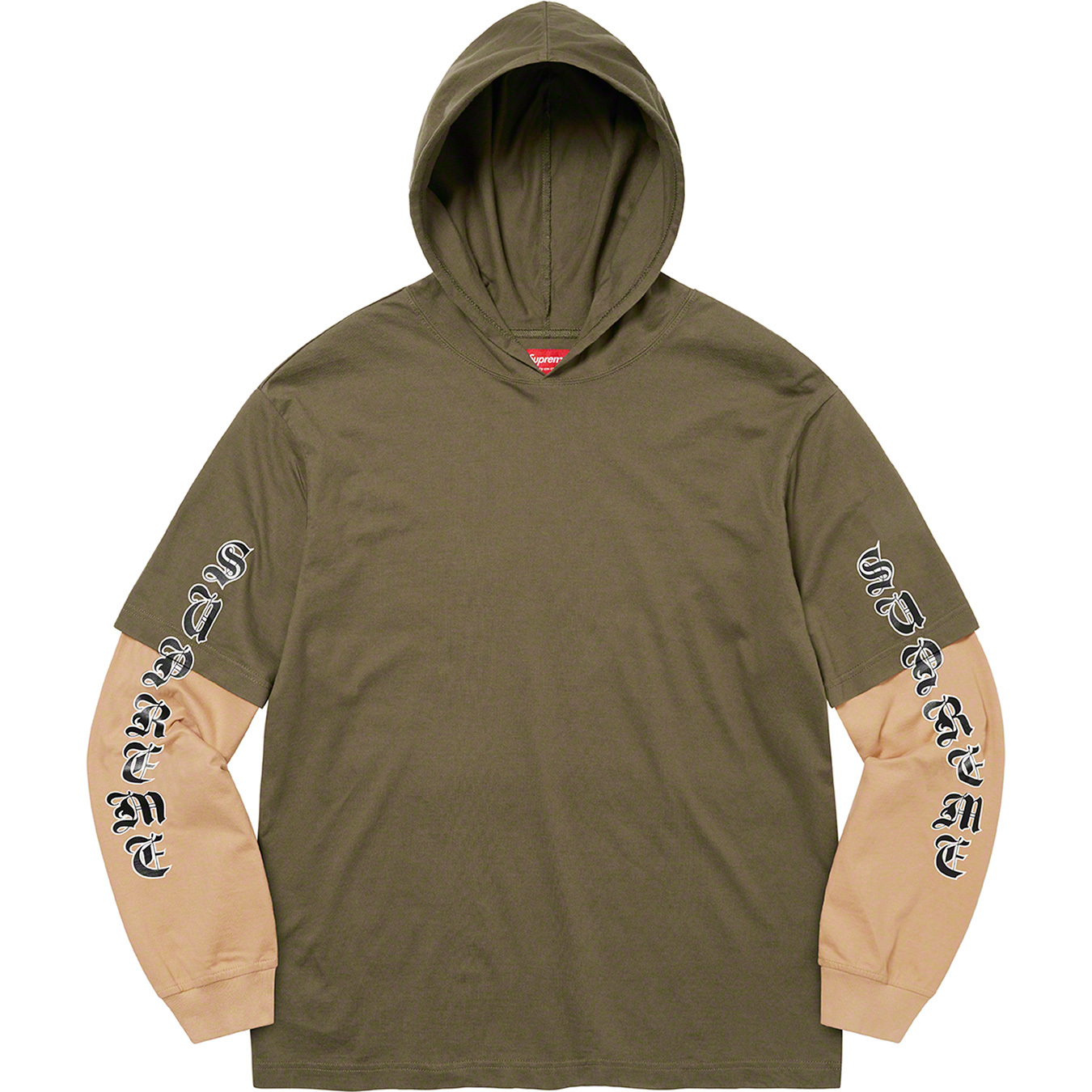 supreme  シュプリーム　パーカー　Layered Hooded カーキ