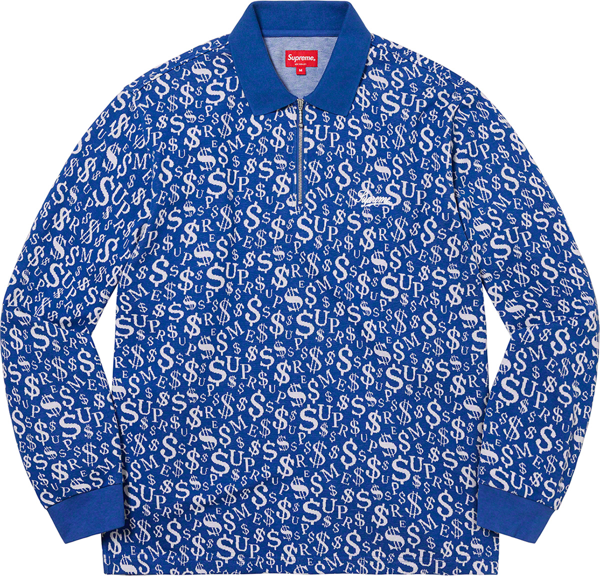 Supreme Supreme Currency Jacquard Zip L/S Polo
