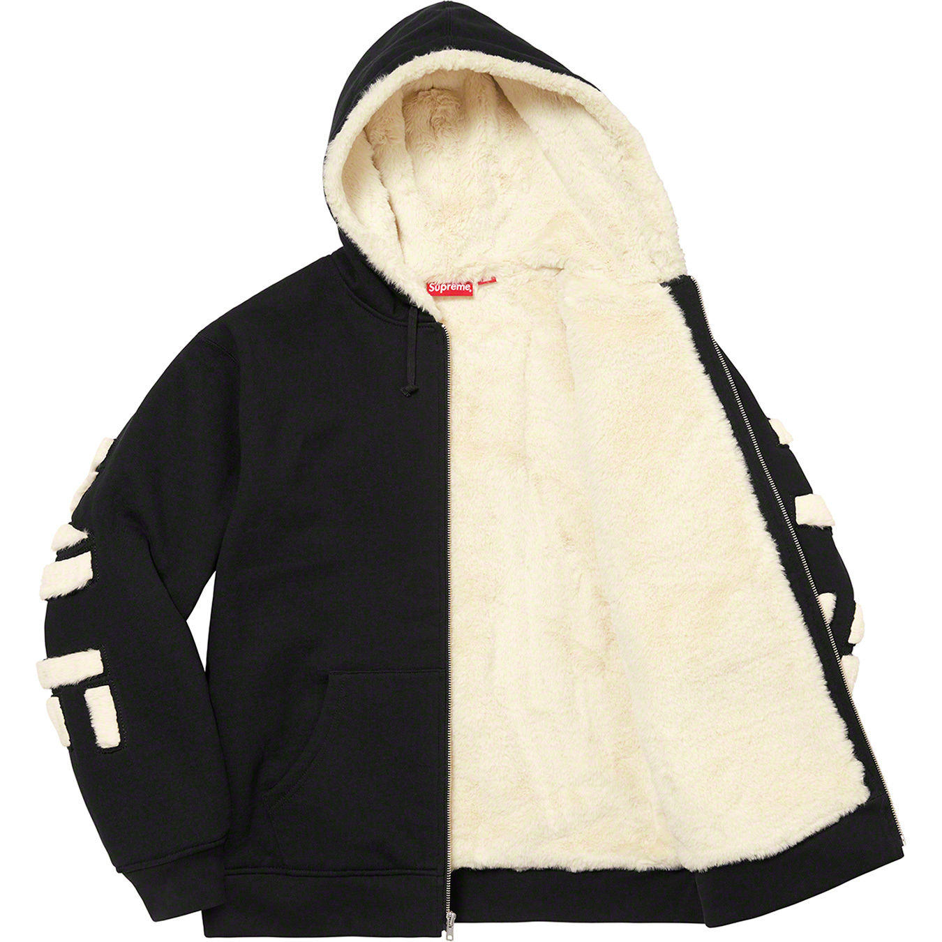 Faux Fur Lined Zip Up Hooded Sweatshirt | Supreme 22fw