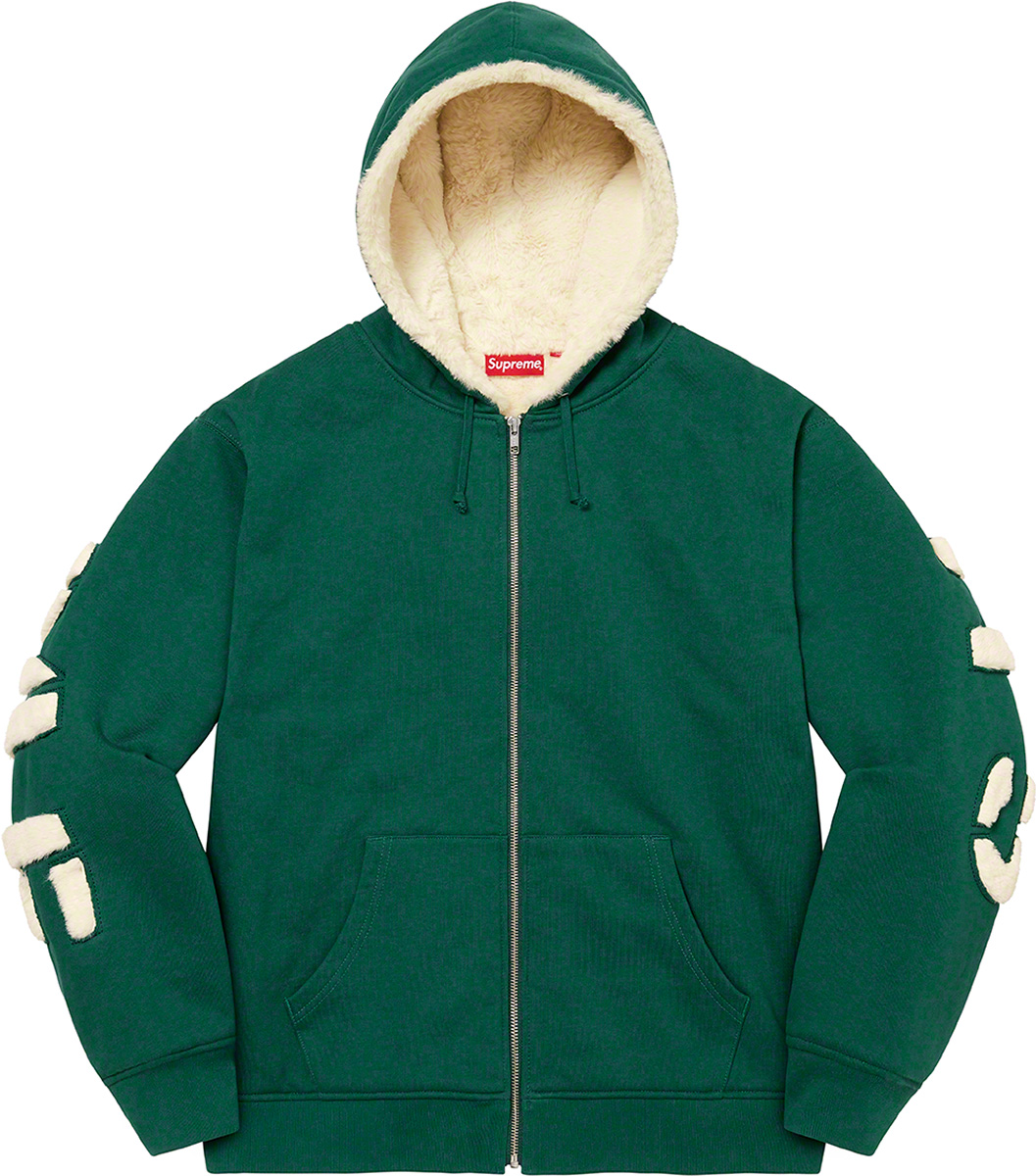 Faux Fur Lined Zip Up Hooded Sweatshirt | Supreme 22fw