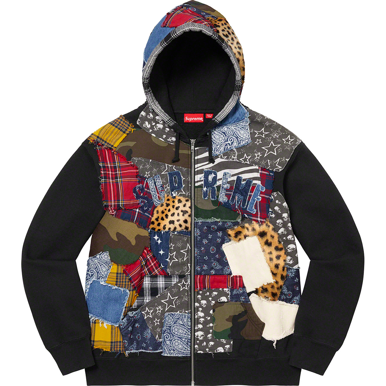 M Supreme Patchwork Zip Up Hooded Sweatshirt 22FW シュプリーム