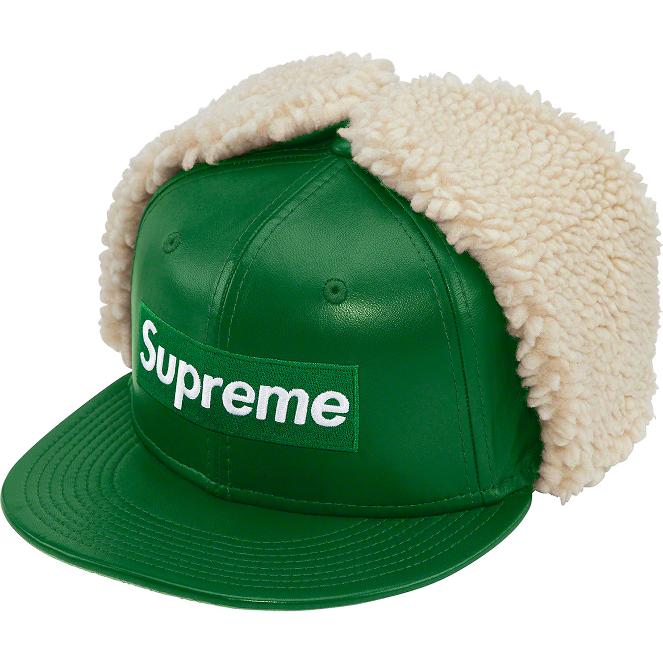 【新品】  SUPREME / シュプリーム | 2022AW ×New Era ニューエラ コラボ Leather Earflap Box Logo ボア切替 レザー イヤー フラップ ボックスロゴ キャップ 帽子 タグ・ステッカー有 | 7 3/4 | Navy | メンズメンズ