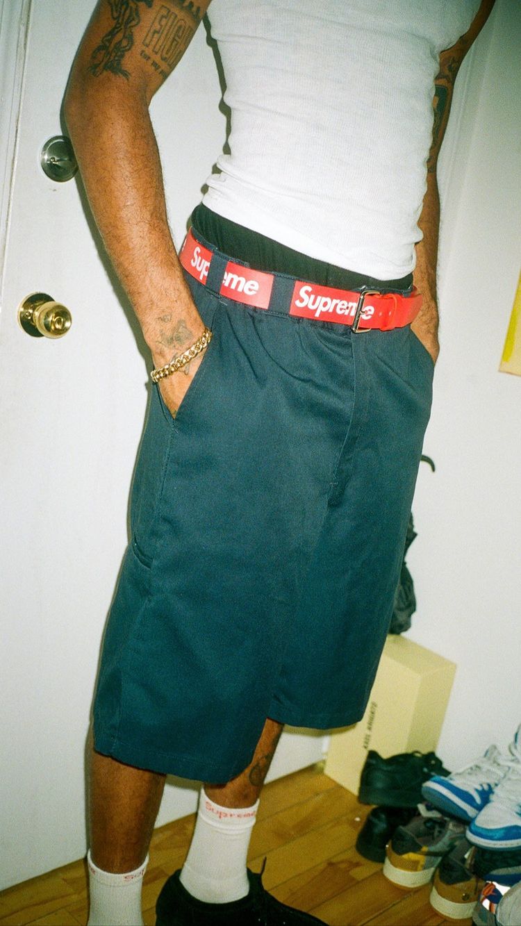 Supreme　Repeat Leather Belt　Black