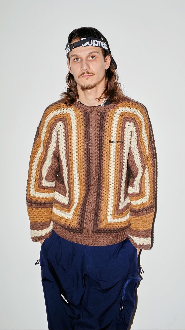 ブルー×レッド Supreme Hand Crocheted Sweater XL - 通販